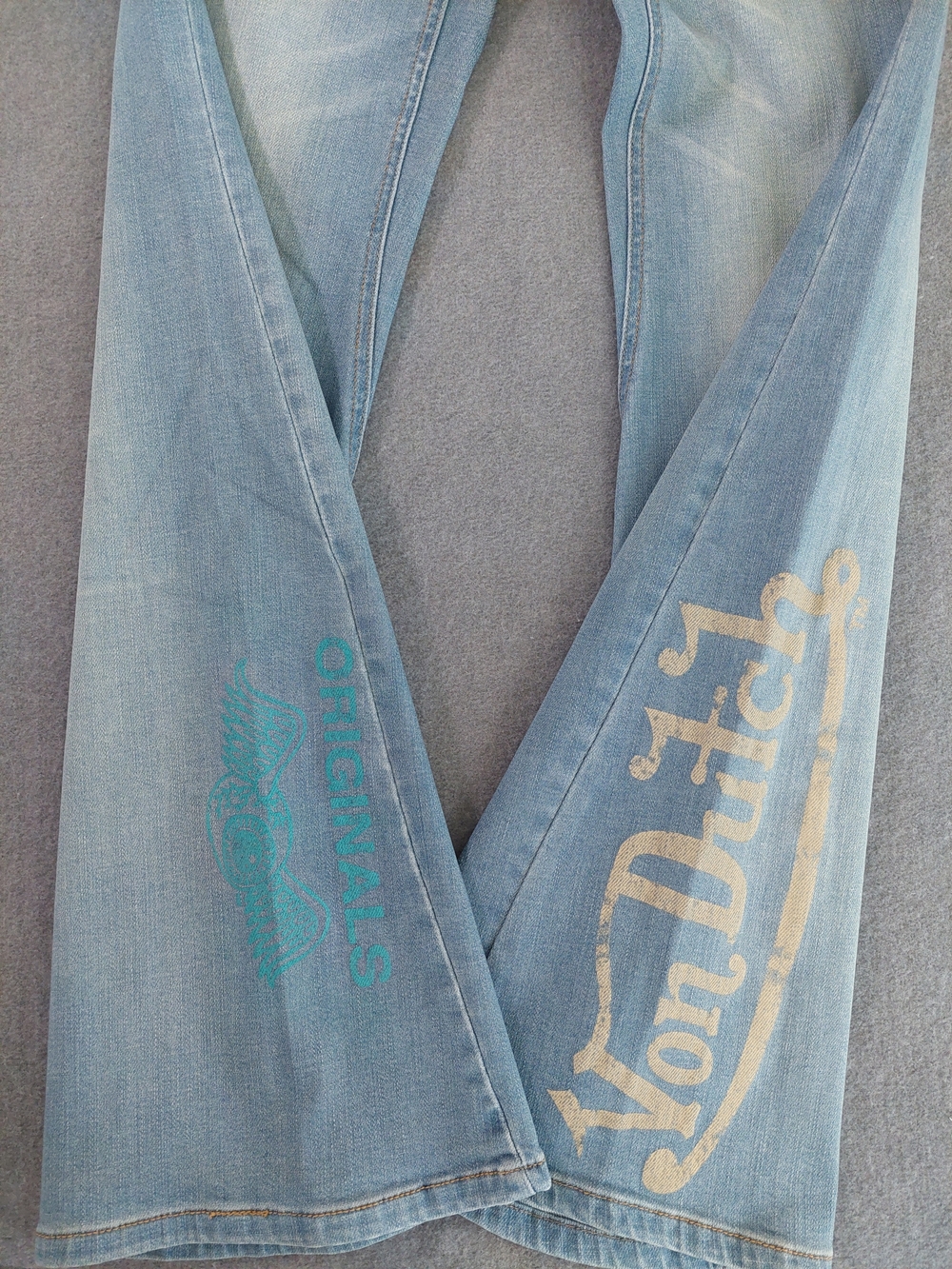 Von Dutch Originals NWT Low Rise Flare Jeans Studded Patch Size 29 Y2K McBling - Picture 13 of 13